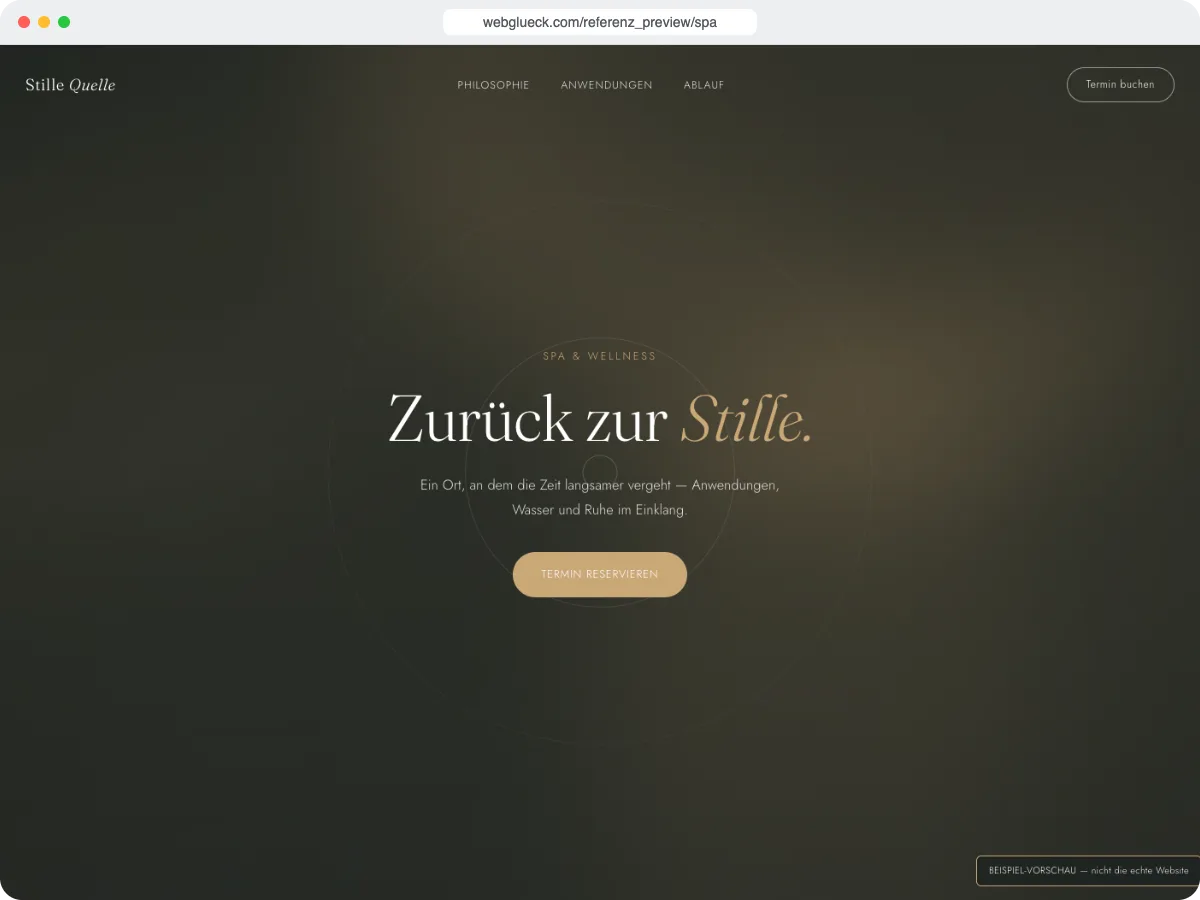Startseite von Stille Quelle Spa (Referenzwebseite)